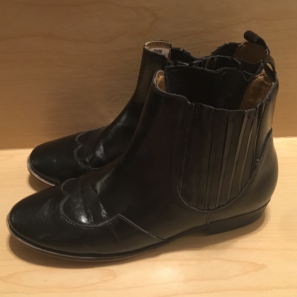 Zara Kids Black Leather Ankle Boots sz38